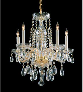 Traditional Crystal 5 Light Mini Chandeliers in Polished Brass 1061 PB CL SAQ