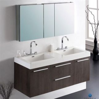 Fresca Opulento Gray Oak Modern Double Sink Bathroom Vanity with Medicine Cabine