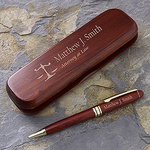 Personalized Rosewood Pen and Case Set   Legal Design