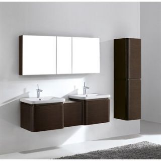 Madeli Euro 60 Double Bathroom Vanity with Integrated Basins   Walnut