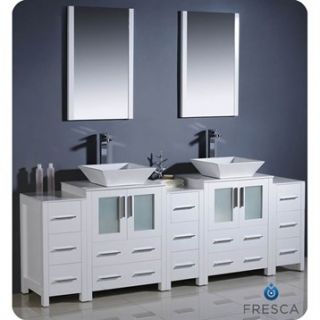 Fresca Torino 84 White Modern Double Sink Bathroom Vanity with 3 Side Cabinets