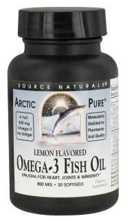 Source Naturals   Arctic Pure Omega 3 Fish Oil Lemon Flavored 800 mg.   30 Softgels