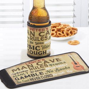 Fathers Day Gifts    Personalized Man Cave Rules Can & Bottle Wrap