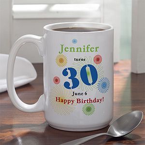 Large Personalized Birthday Coffee Mugs   Confetti Birthday Design