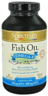 Spectrum Essentials   Fish Oil Omega 3 1000 mg.   250 Softgels formerly Norwegian Fish Oil