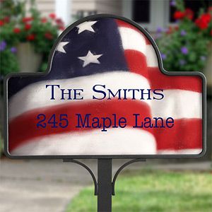 Personalized American Flag Yard Stakes