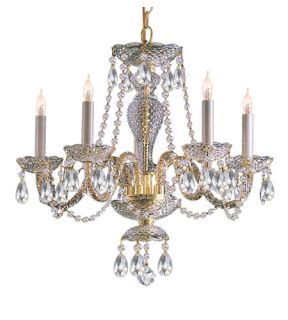 Traditional Crystal 5 Light Mini Chandeliers in Polished Brass 5045 PB CL MWP