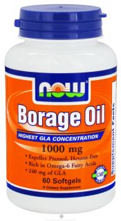 NOW Foods   Borage Oil 1000 mg 240 mg GLA   60 Softgels