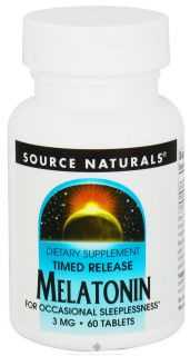 Source Naturals   Melatonin Timed Release 3 mg.   60 Tablets