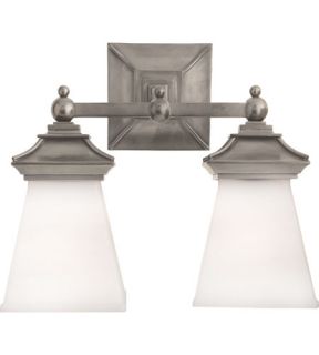 E.F. Chapman Chinoiserie 2 Light Bathroom Vanity Lights in Antique Nickel CHD1516AN WG