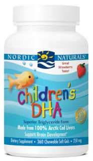 Nordic Naturals   Childrens DHA Strawberry 250 mg.   360 Chewable Gels