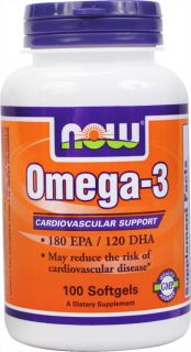 NOW Foods   Omega 3 Molecularly Distilled Cardiovascular Support   100 Softgels