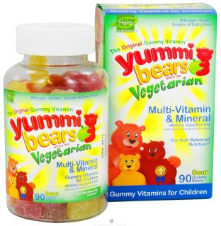 Hero Nutritional Products   Yummi Bears Childrens Vegetarian Multi Vitamin & Minerals   90 Sour Gummies