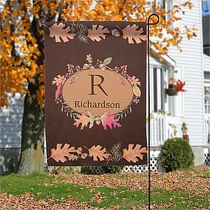 Personalized Autumn Garden Flags   Fall Leaves