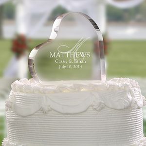Heart Shaped Personalized Wedding Cake Topper   Elegant Monogram