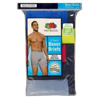 Fruit of the Loom Mens 5 Pack Soft Covered Waistband Boxer Briefs   L