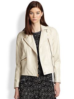 Marc by Marc Jacobs Avery Leather Motorcycle Jacket   Oatmeal