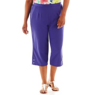 Alfred Dunner St. Tropez Button Cuff Pull On Capris   Plus, Periwinkle, Womens