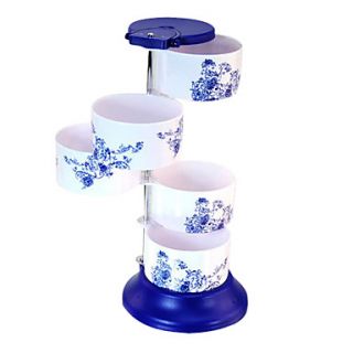Kitchen Blue and White Porcelain Pattern Seasonings Box Holder