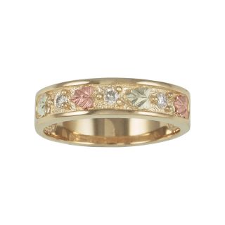 Mens Black Hills Gold Diamond Accent Wedding Ring, Tri color