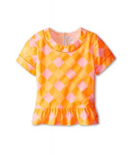 Little Marc Jacobs Fluorescent Check Peplum S/S Top Girls T Shirt (Orange)