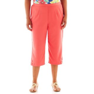 Alfred Dunner St. Tropez Button Cuff Pull On Capris   Plus, Watermelon, Womens