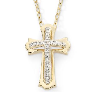 Bridge Jewelry Diamond Accent 18K Gold Over Brass Cross Necklace