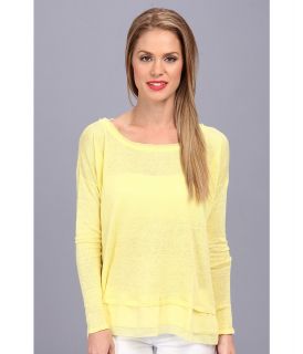 Central Park West Linen With Sheer Hem Womens Sweater (Yellow)