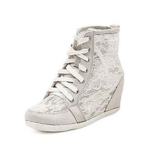 Synthetic Womens Wedge Heel Wedges Fashion Sneakers with Lace up Shoes