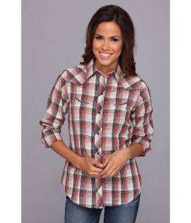 Roper 9094 Red/Black Plaid Womens Long Sleeve Button Up (Red)