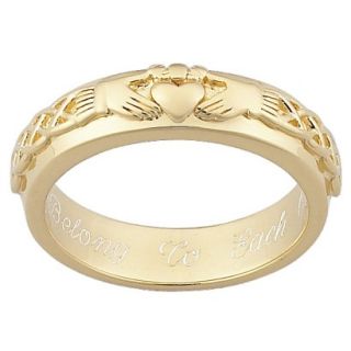 Gold Over Sterling Silver Personalized Engraved Claddagh Wedding Band   6