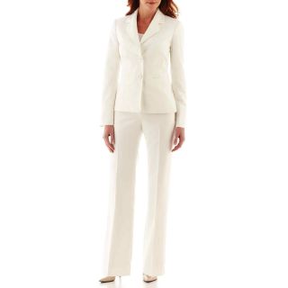 Black Label by Evan Picone Notch Collar Pant Suit, Ivory, Womens