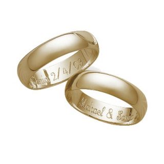 Gold Over Sterling Silver Personalized 5Mm. Band With Message Inside   8