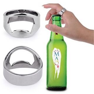 Stainless Steel Finger Ring Style Beer Wine Bottle Opener (20mm Diameter)   Silver
