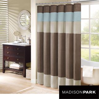 Madison Park Trinity Pieced Faux Silk Shower Curtain