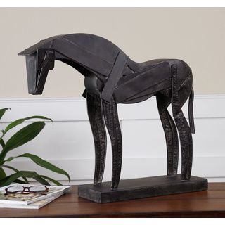 Bronius Dark Mahogany Iron Horse Sculpture