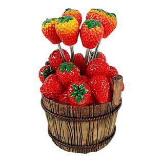 Strawberry Style Fruit Snack Forks Picks with Holder