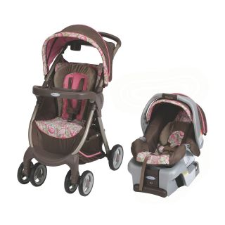 Graco Jacqueline FastAction Fold Travel System, Brown/Pink