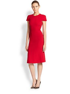 Carolina Herrera Crepe A Line Dress   Medium Red