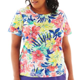 Alfred Dunner St. Tropez Short Sleeve Tropical Top   Plus