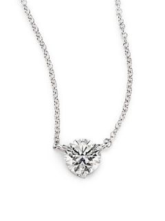 Kwiat Diamond & Platinum Large Solitaire Pendant Necklace   Platinum
