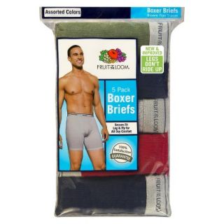 Fruit of the Loom Mens 5 Pack Assorted Boxer Briefs   L