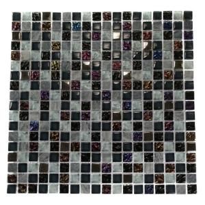 Splashback Tile Seattle Skyline Blend Squares 12 in. x 12 in. x 8 mm Marble And Glass Mosaic Floor and Wall Tile SEATTLE SKYLINE BLEND SQUARES SQUARES