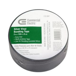 Commercial Electric 2 in. x 150 ft. Vinyl Electrical Bundling Tape   Silver 30002664