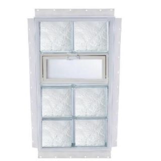 TAFCO WINDOWS NailUp 24 in. x 48 in. x 3 3/4 in. Ice Pattern Vented Glass Block New Construction Window with Vinyl Frame V2448DIA