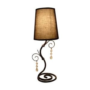 Simple Designs 18.50 in. Twisted Vine Black Table Lamp with Brown Shade and Hanging Beads LT2010 BWN