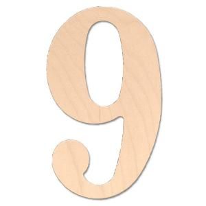 Design Craft MIllworks 8 in. Baltic Birch Classic Wood Number (9) 47179