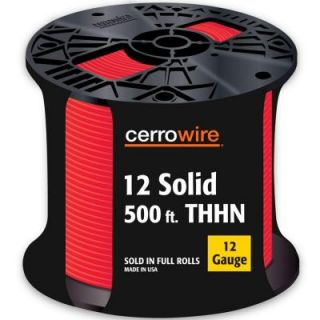 Cerrowire 500 ft. 12 Gauge Solid THHN Single Conductor Electrical Wire   Red 112 1653J