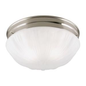 Westinghouse 2 Light Ceiling Fixture Brushed Nickel Interior Flush Mount with Frosted Fluted Glass 6721200