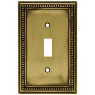 Hampton Bay Beaded 1 Toggle Switch Wall Plate   Tumbled Antique Brass W10097 ABT UH